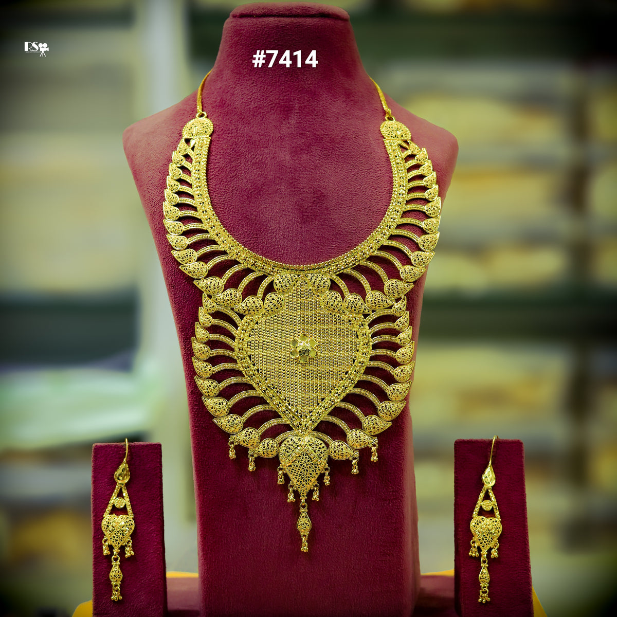 Gold Plated LONG NECKLACE 1 Gram Gold Plated Jewellery PMJ Model No : 7414