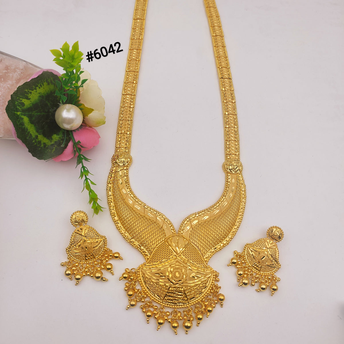 Exclusive Gold Plated Long Necklaces Set, PMJ Model No: 6042