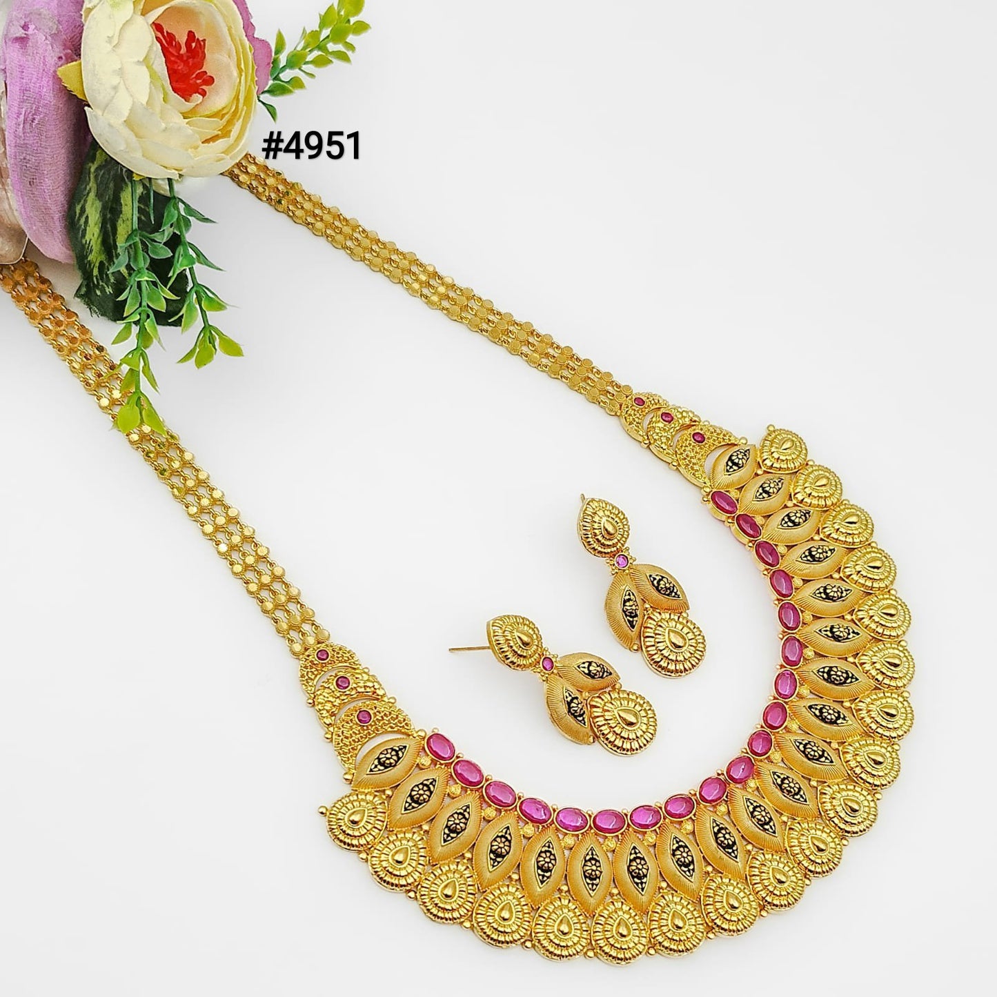 Exclusive Gold Plated Long Necklaces Set, PMJ Model No: 4951