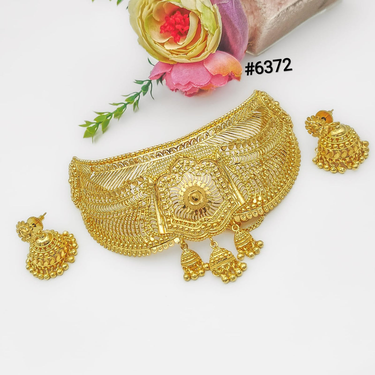 Gold Plated Short Necklace Set, PMJ Model No: 6372