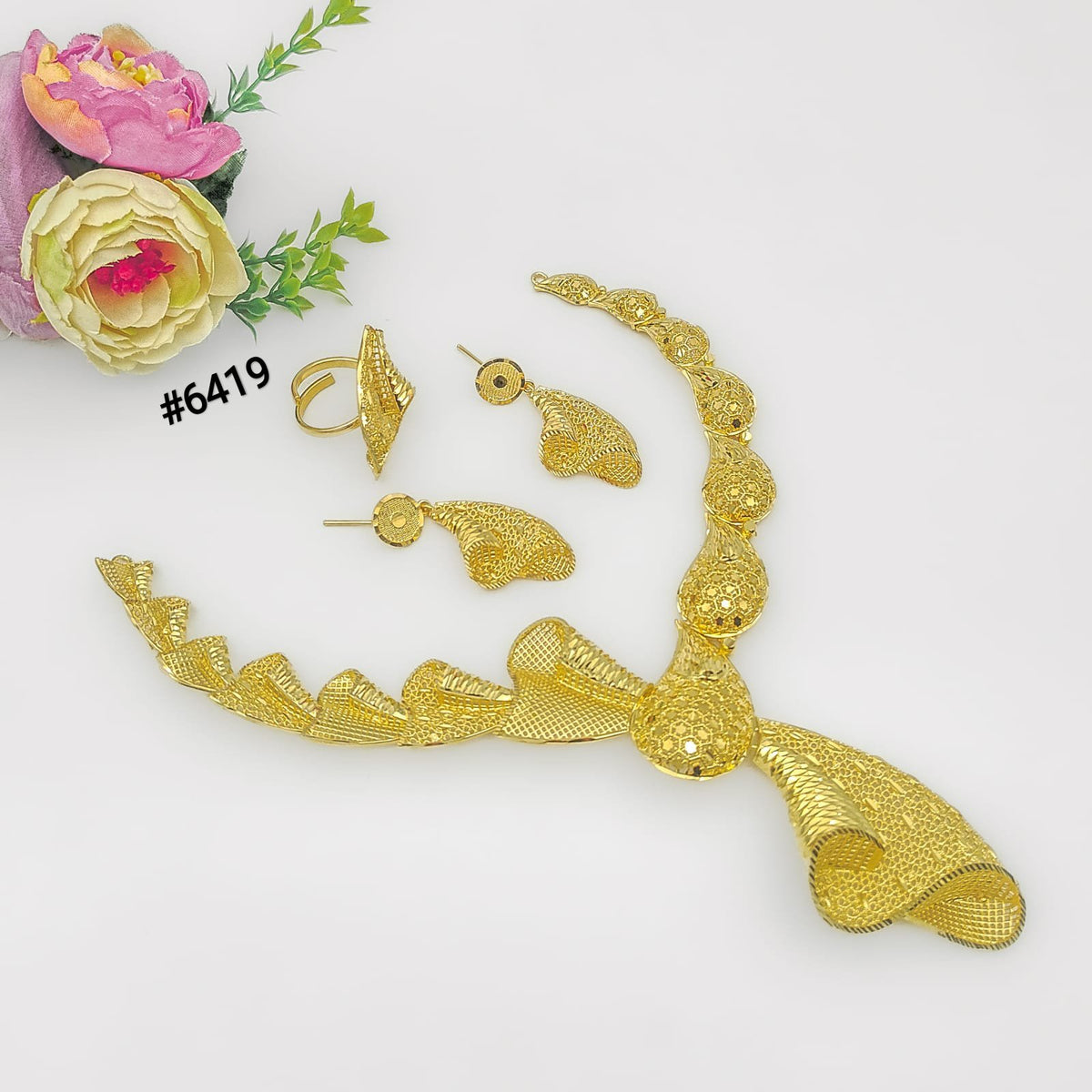 Gold Plated Hand Made Jewelry Long Necklace Set, PMJ Model No: 6419