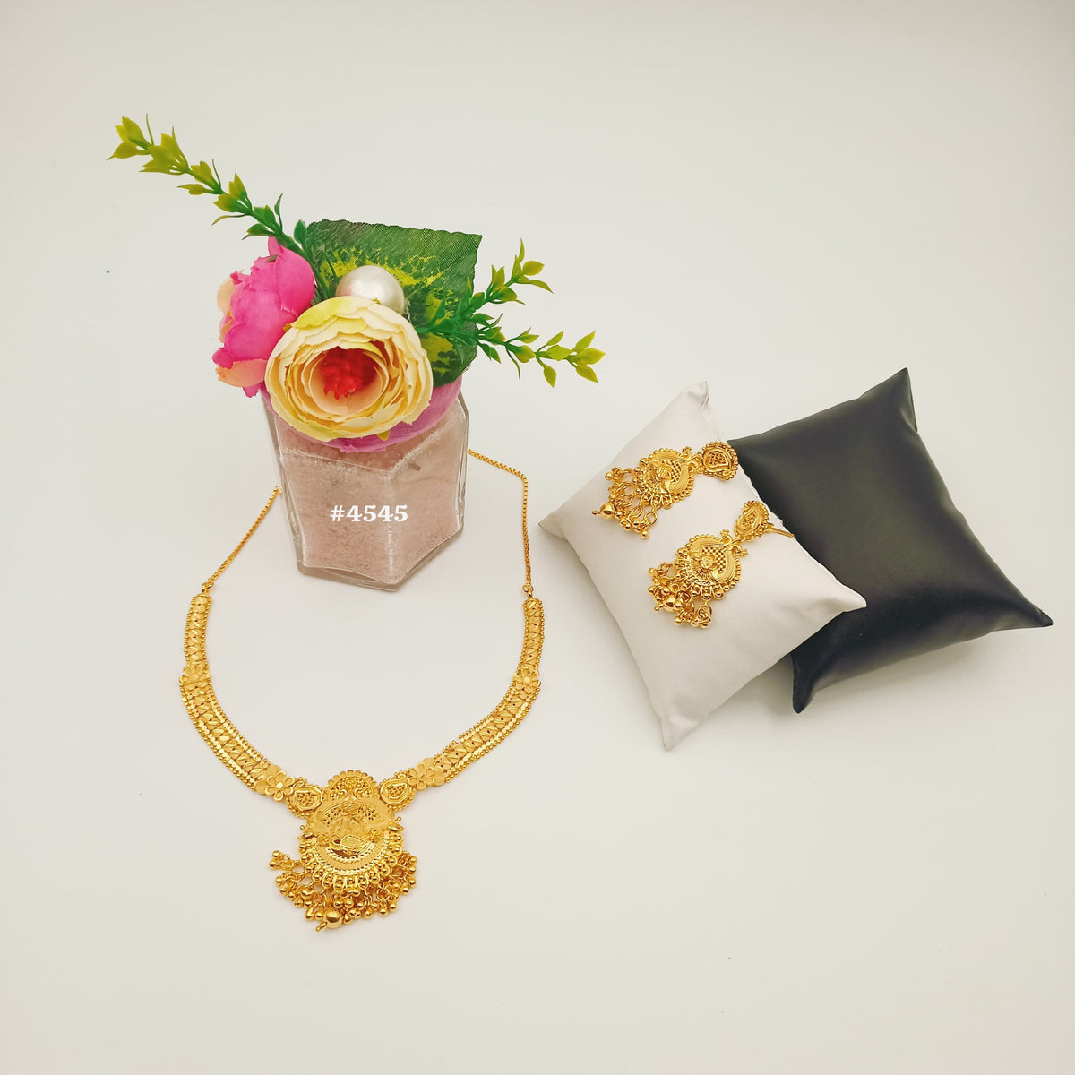 Gold Plated Bridal Short Necklace Set, PMJ Model No: 4545