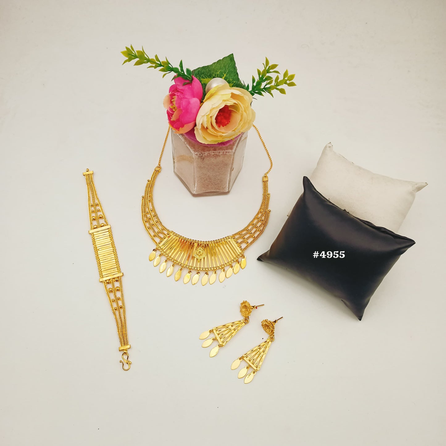 Gold Plated Bridal Short Necklace Set, PMJ Model No: 4955