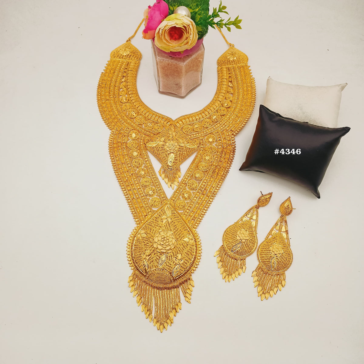 Exclusive Gold Plated Long Necklaces Set, PMJ Model No: 4346