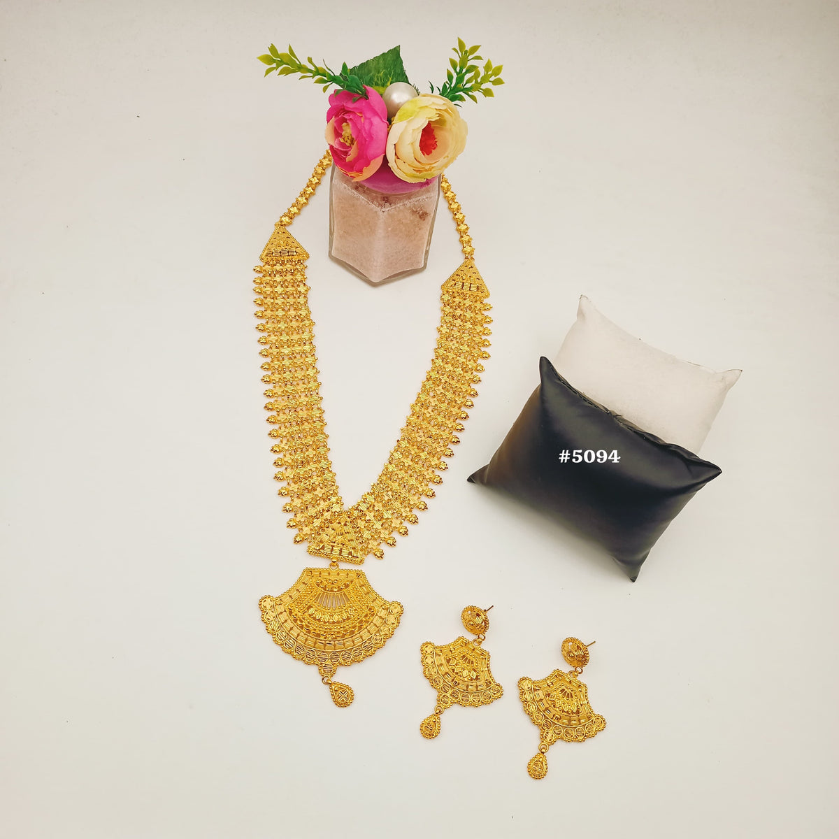Exclusive Gold Plated Long Necklaces Set, PMJ Model No: 5094