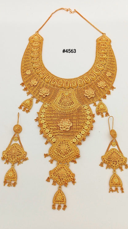 Designer Gold Plated Long Necklace Set, PMJ Model No: 4563