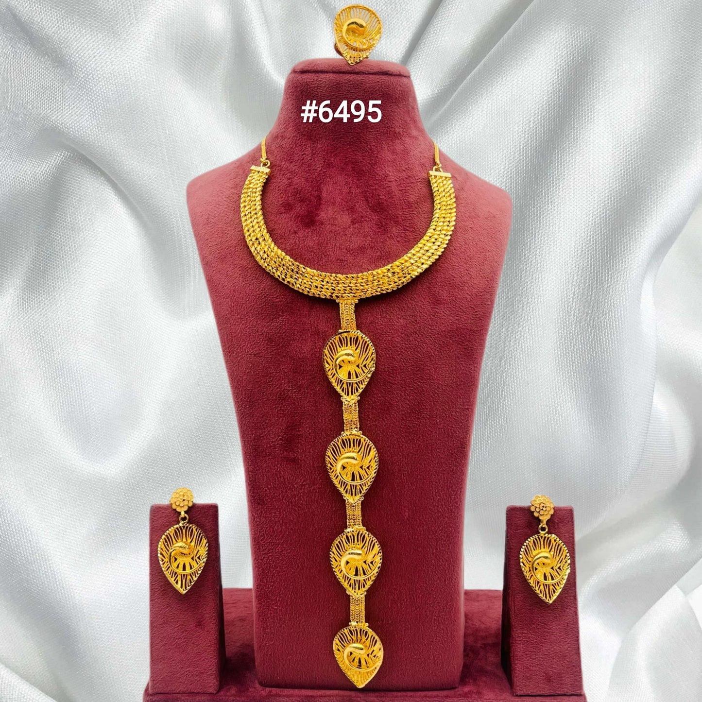 Designer Gold Plated Long Necklace Set, PMJ Model No: 6495