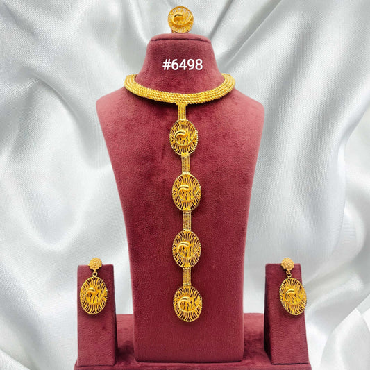 Designer Gold Plated Long Necklace Set, PMJ Model No: 6498