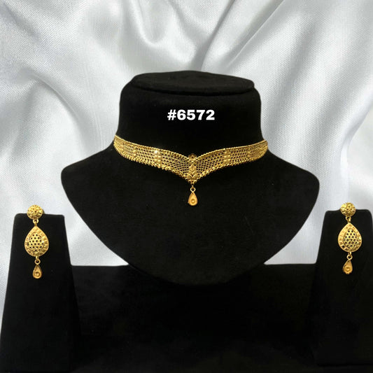 Gold Plated Bridal Short Necklace Set, PMJ Model No: 6572