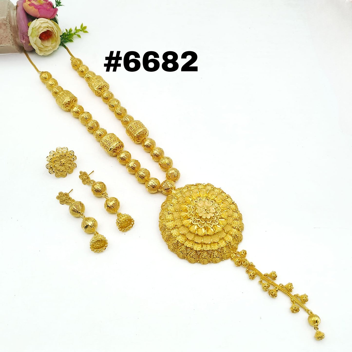 Exclusive Gold Plated Long Necklaces Set, PMJ Model No: 6682