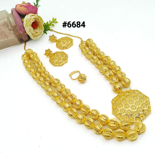 Exclusive Gold Plated Long Necklaces Set, PMJ Model No: 6684