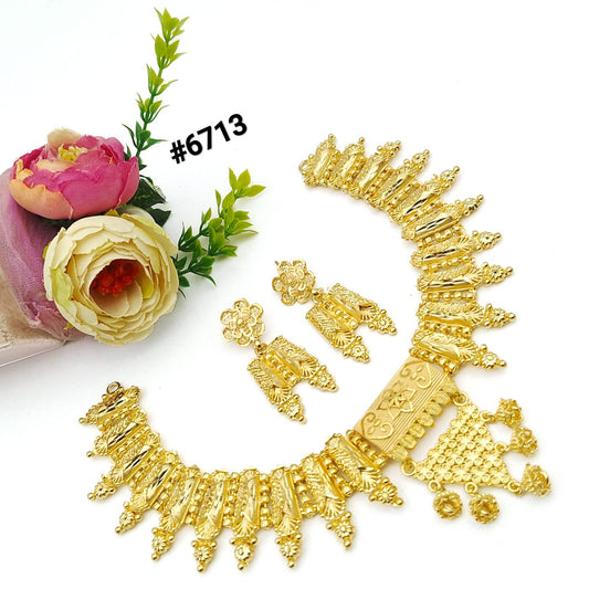 Gold Plated Bridal Short  Necklace Set, PMJ Model No: 6713