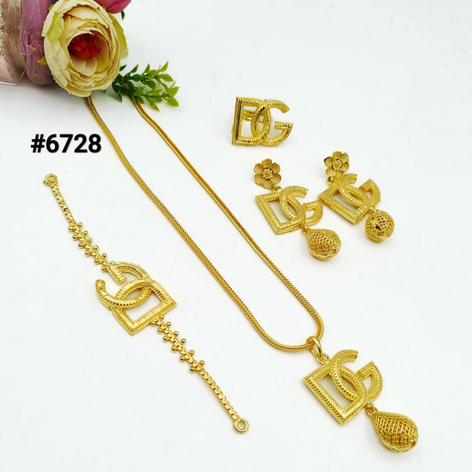 Exclusive Gold Plated Long Necklaces Set with Bracelet, PMJ Model No: 6728