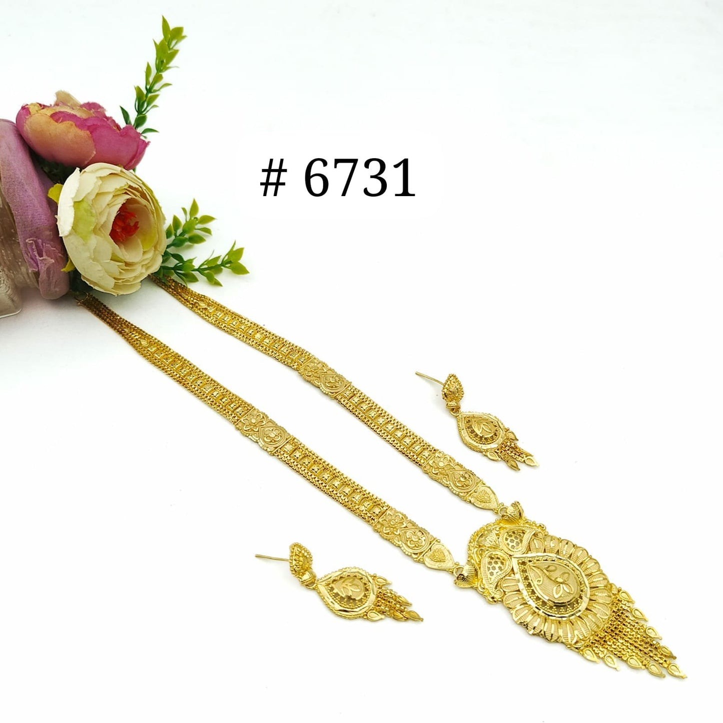 Exclusive Gold Plated Long Necklace Set, PMJ Model No: 6731