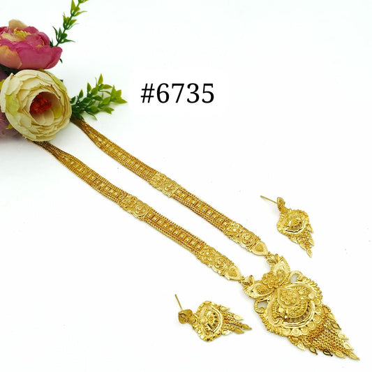 Exclusive Gold Plated Long Necklaces Set with Bracelet, PMJ Model No: 6735