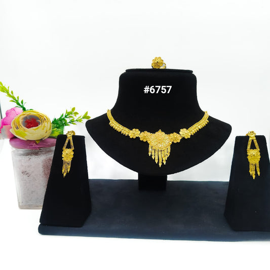 Gold Plated Short Necklace Set, PMJ Model No: 6757