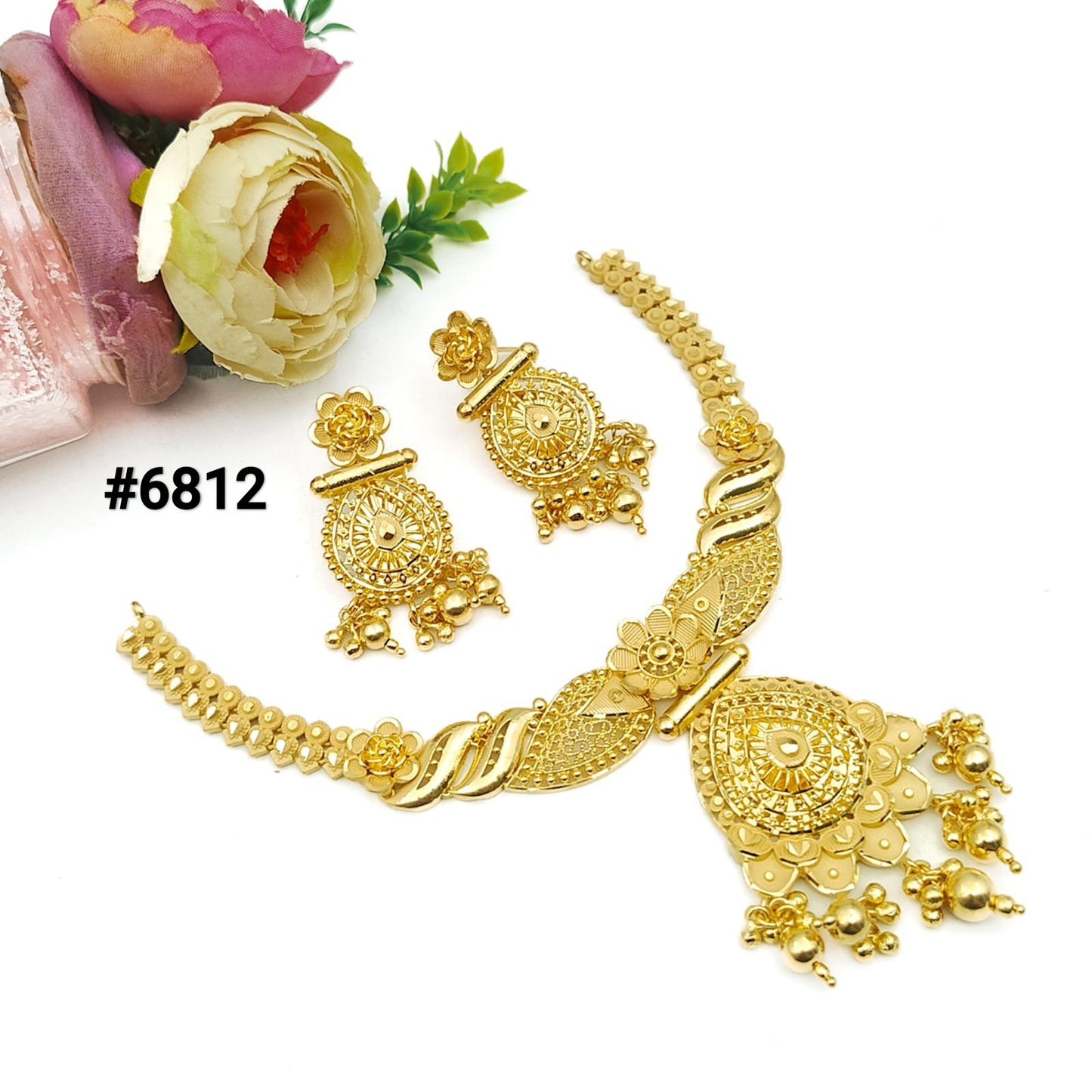 Gold Plated Small Necklace Set, PMJ Model No: 6812