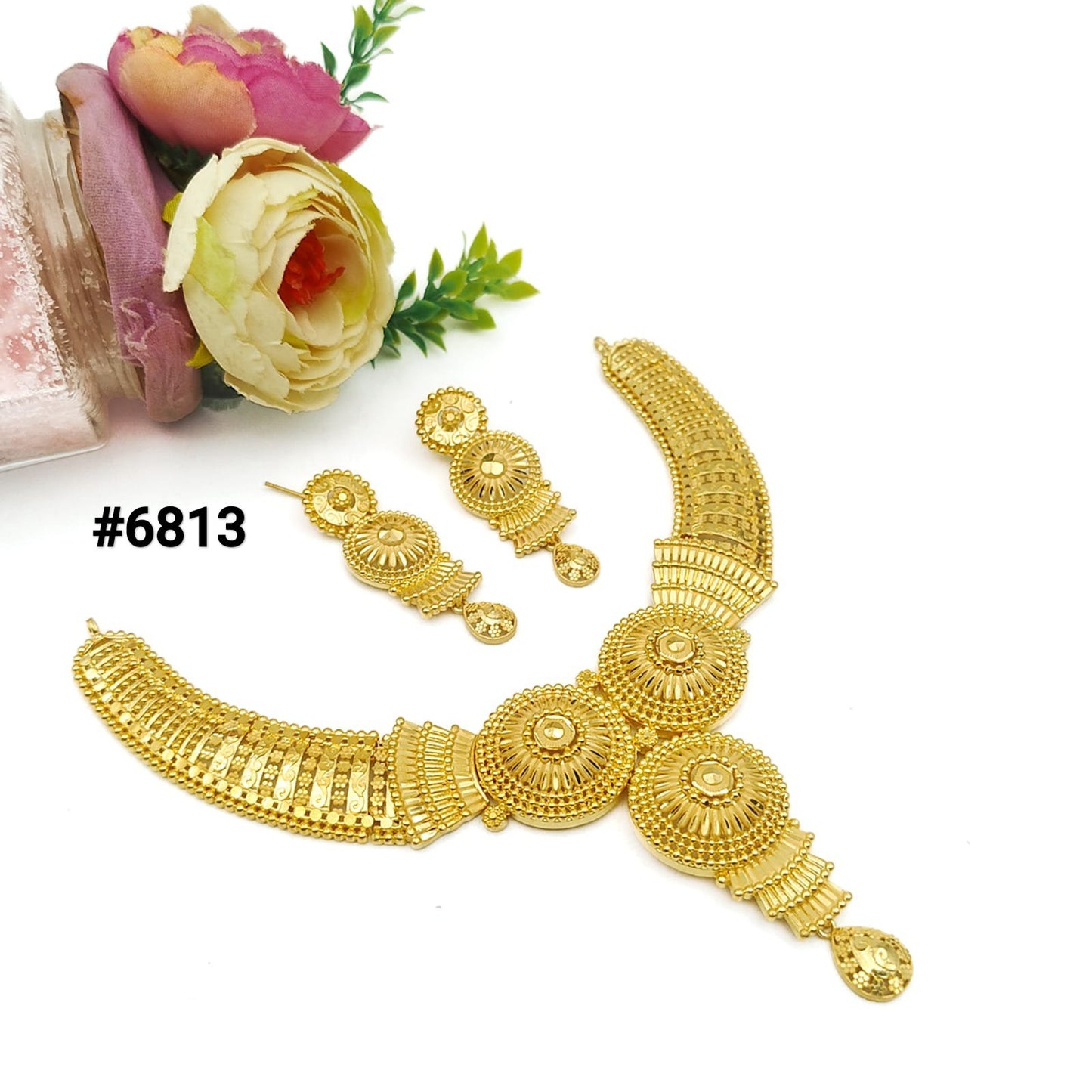 Gold Plated Small Necklace Set, PMJ Model No: 6813