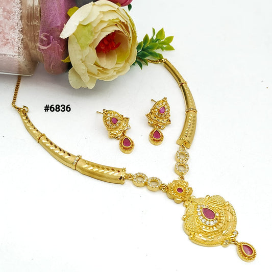 Gold Plated Small Necklace Set PMJ Model No : 6836