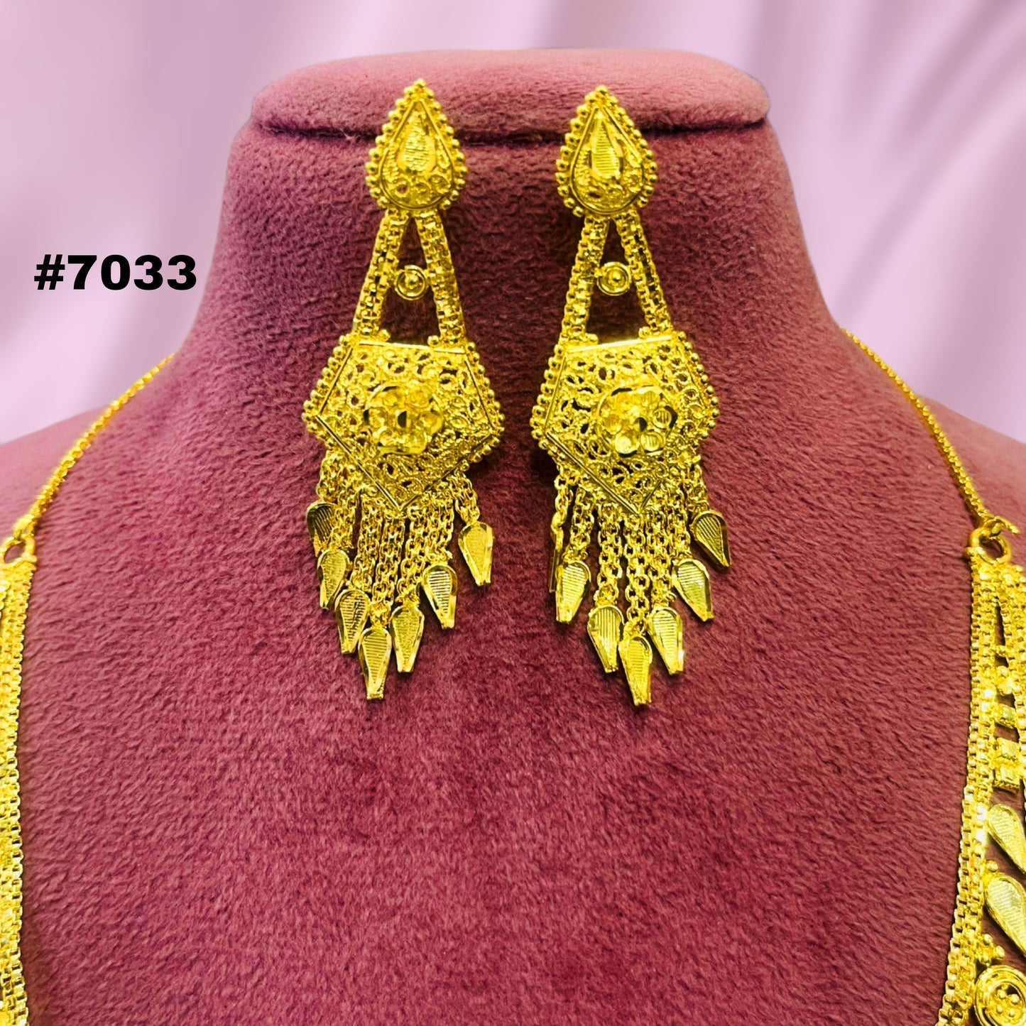 Gold Plated Long Necklace 1 Gram Gold PMJ Model No : 7033