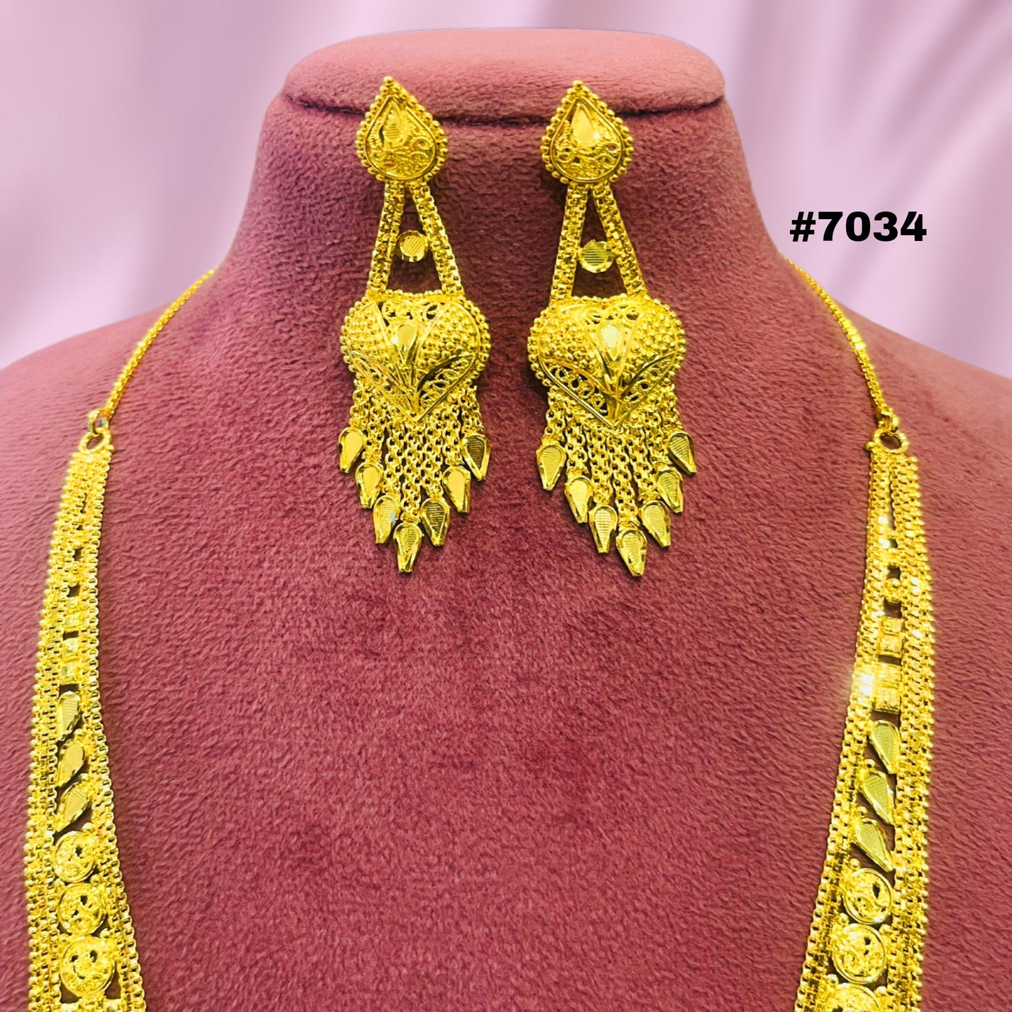 Gold Plated Long Necklace 1 Gram Gold PMJ Model No : 7034