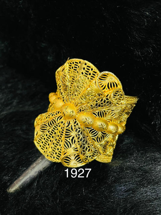Gold Plated Adjustable Broad Bracelet Flower Design Style Jewelry Sale MODEL : 1927