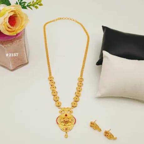 Gold Plated Beautiful Stylish Long Necklace with Earrings MODEL :2157