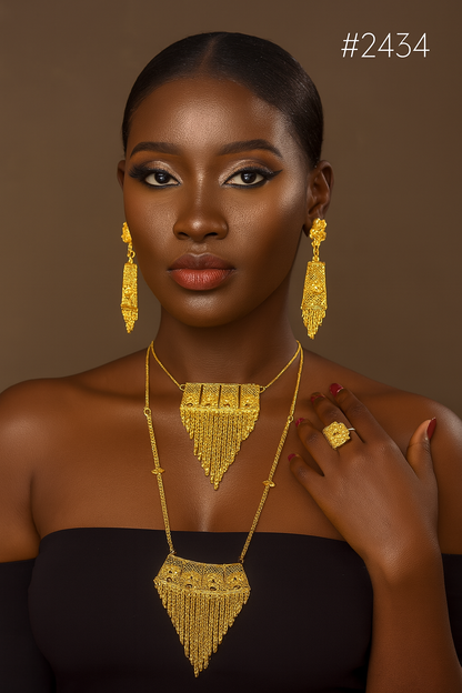 Gold Plated Beautiful Stylish Long Necklace with Earrings MODEL :2434