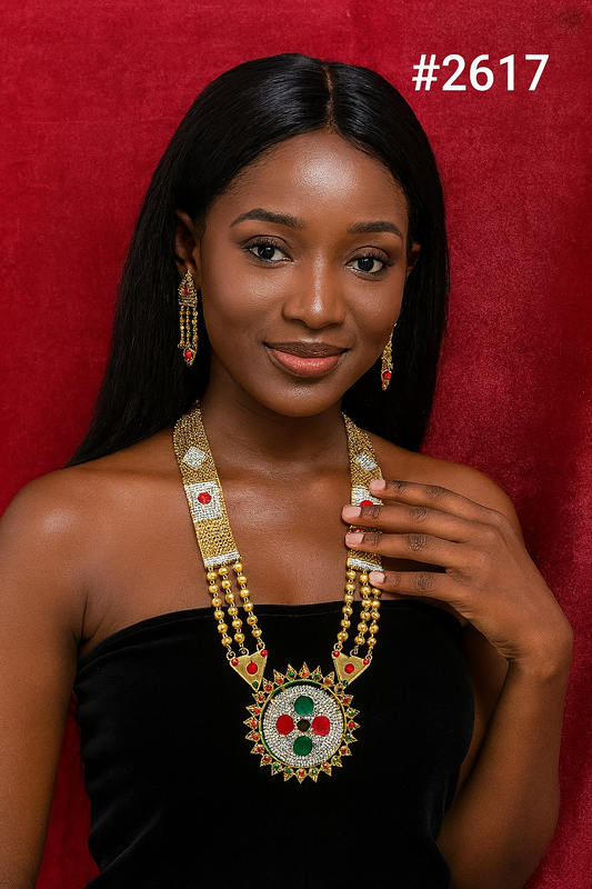 Gold Plated Beautiful Stylish Long Necklace with Earrings MODEL :2617