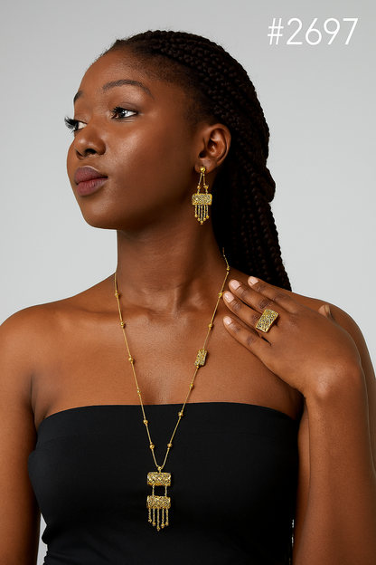 gold-plated-beautiful-stylish-long-necklace-with-earrings-model:2697