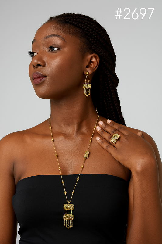 gold-plated-beautiful-stylish-long-necklace-with-earrings-model:2697