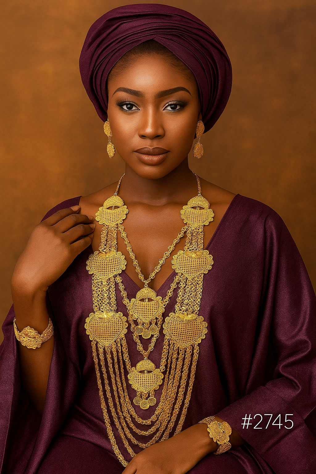 Gold-plated-beautiful-stylish-long-necklace-with-earrings-model:2745