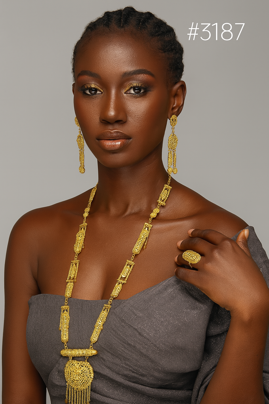 Gold Plated Long Necklace Set, PMJ Model No: 3187
