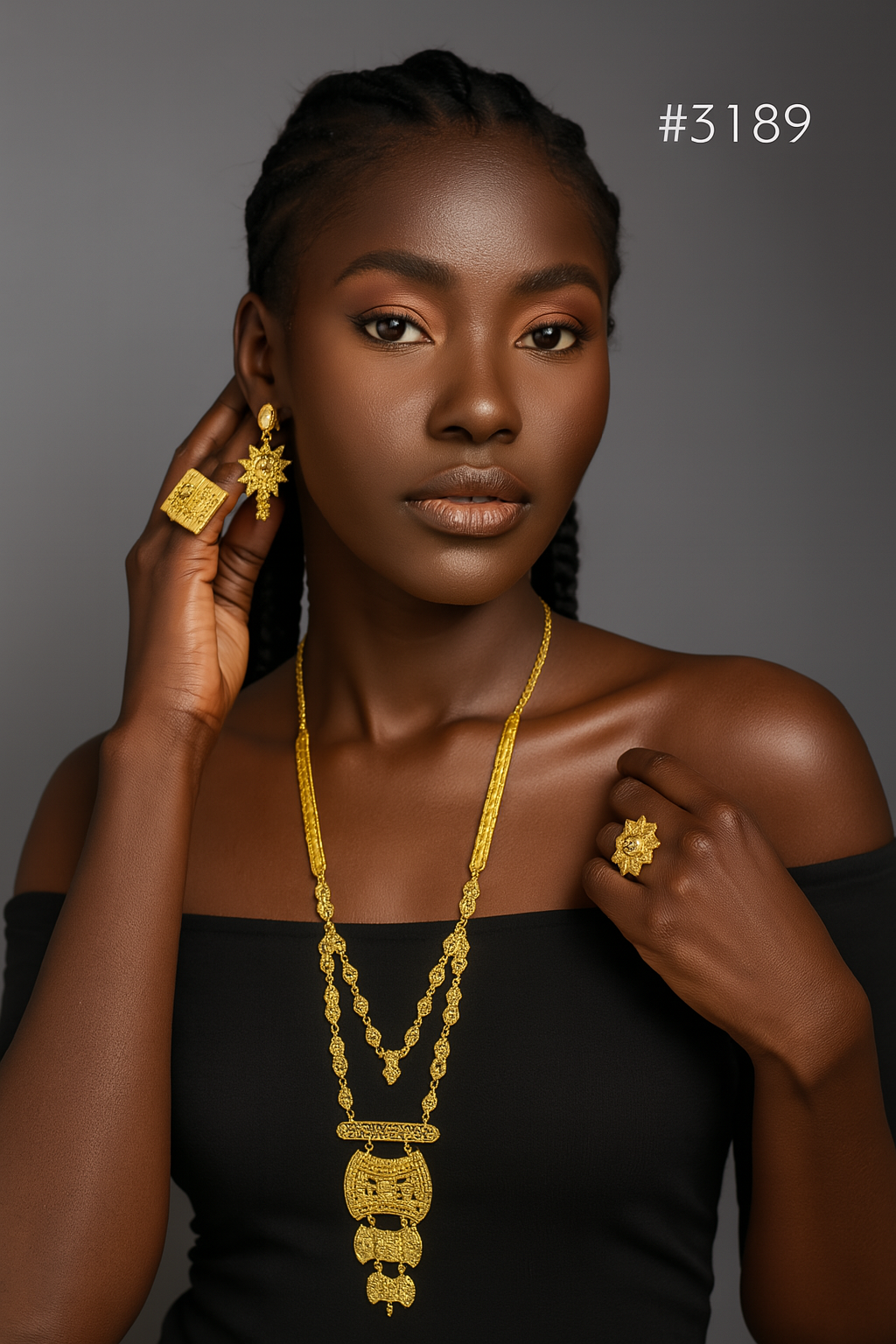 Gold Plated Long Necklace Set, PMJ Model No: 3189