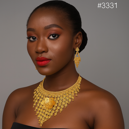 Gold Plated Bridal Short  Necklace Set, PMJ Model No: 3331