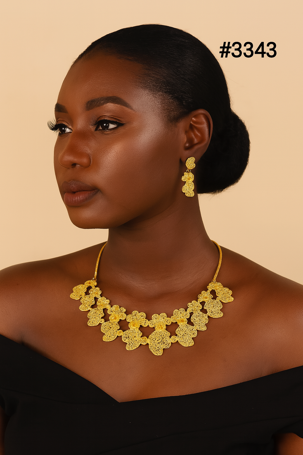 Gold Plated Hand Made Short Necklace Set, PMJ Model No: 3343