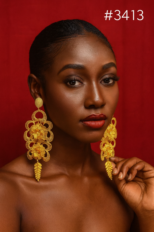 Gold Plated Designer Earrings Combo Finger Ring, PMJ Model No: 3413