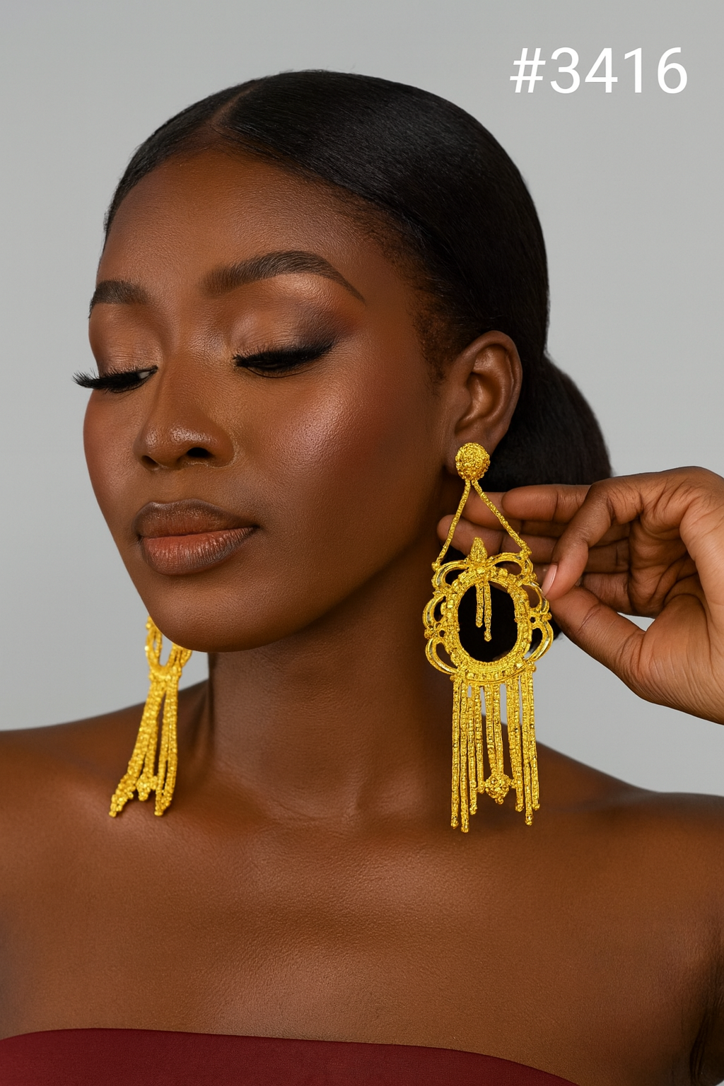 Gold Plated Designer Earrings Combo Finger Ring, PMJ Model No: 3416