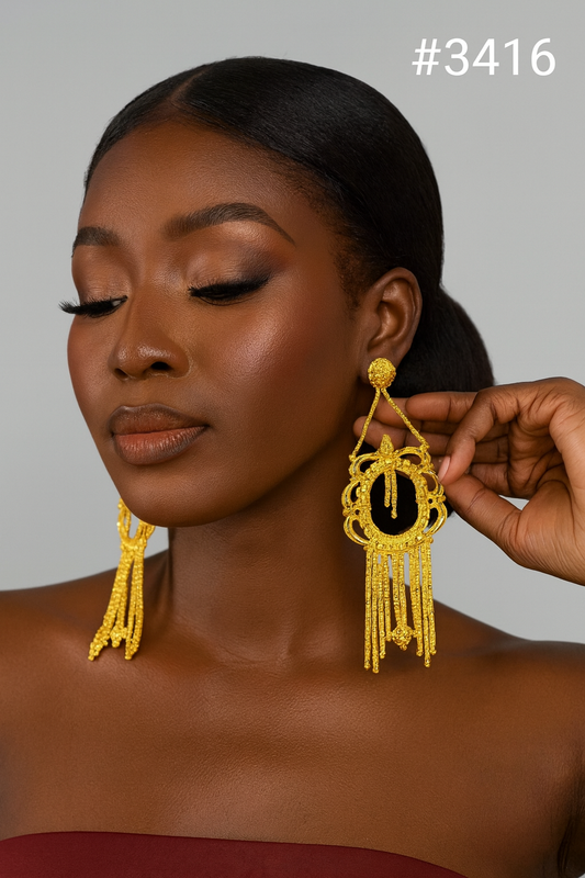 Gold Plated Designer Earrings Combo Finger Ring, PMJ Model No: 3416