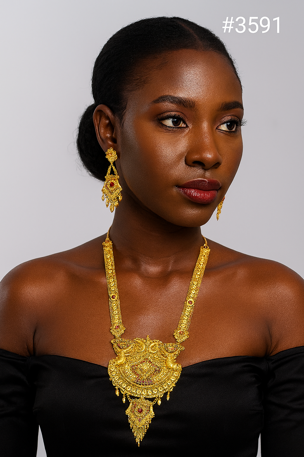 Exclusive Gold Plated Long Necklaces Set, PMJ Model No: 3591