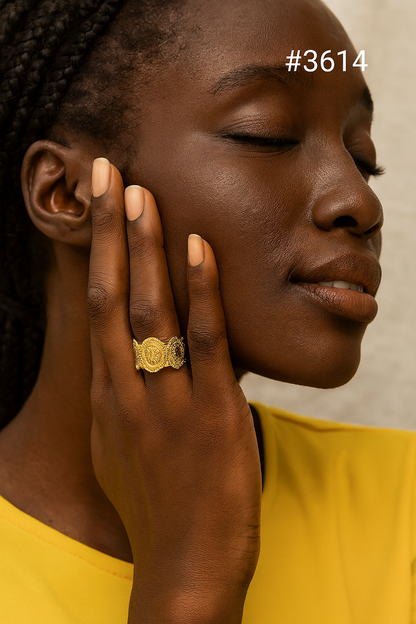 Stylish Gold Plated Ladies Finger Ring, PMJ Model No: 3614