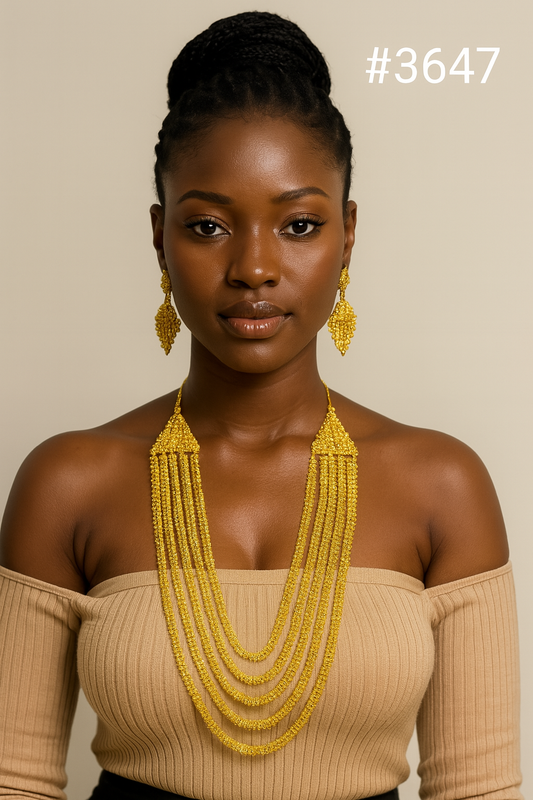 Exclusive Gold Plated Long Necklaces Set, PMJ Model No: 3647