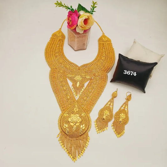 Exclusive Gold Plated Long Necklaces Set, PMJ Model No: 3674