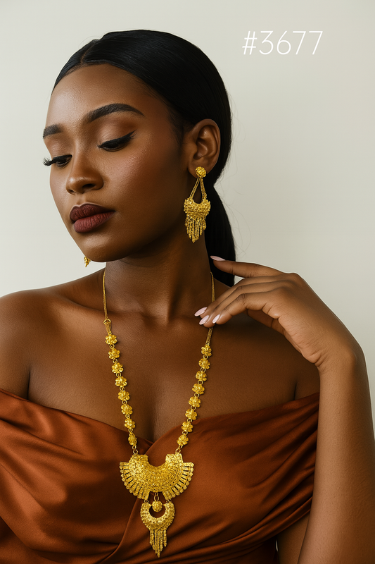 Exclusive Gold Plated Long Necklaces Set, PMJ Model No: 3677