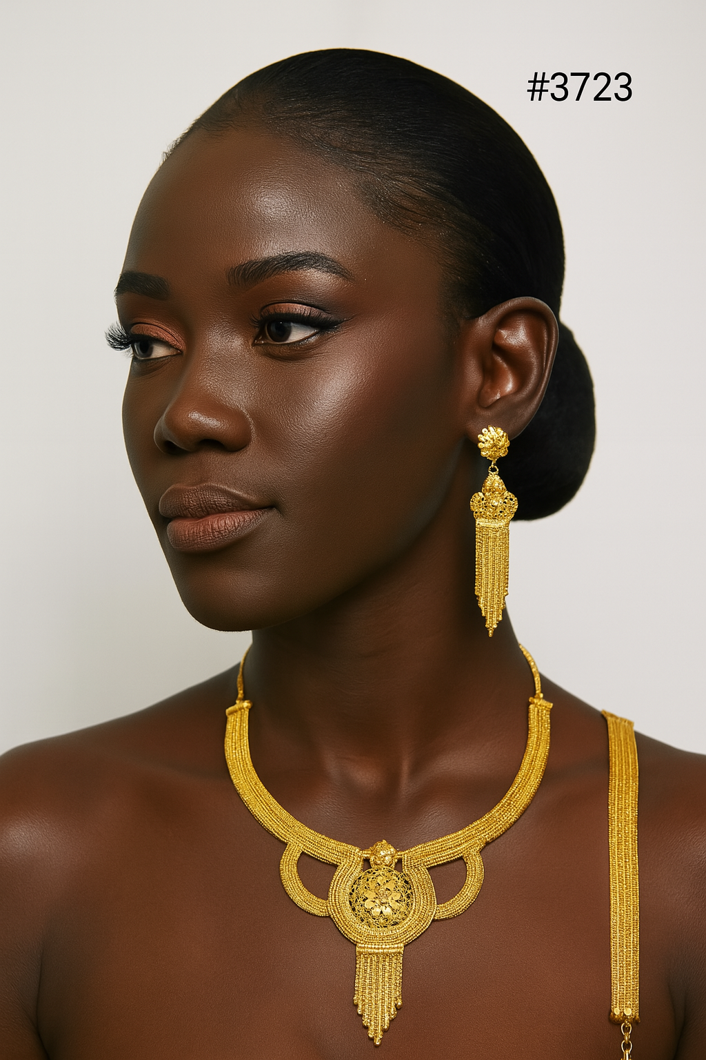 Gold Plated Bridal Short  Necklace Set, PMJ Model No: 3723