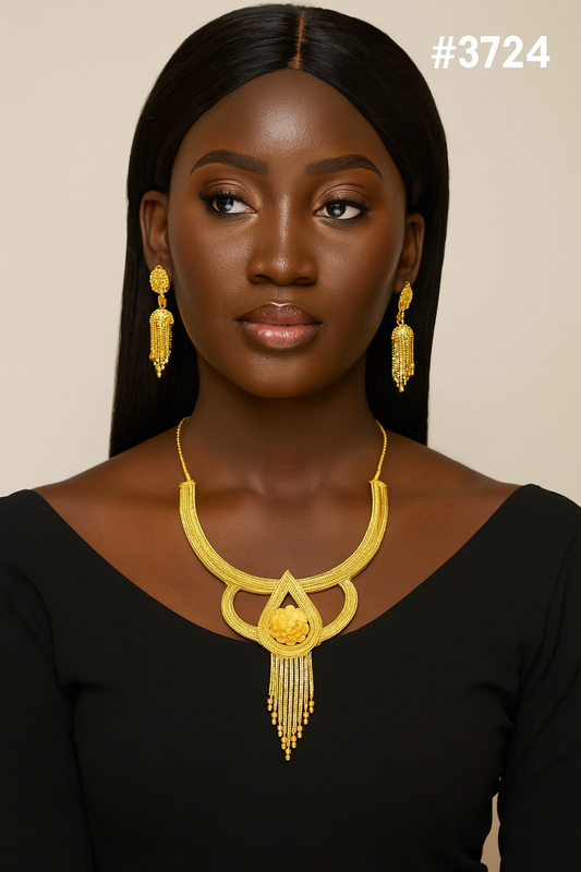 Gold Plated Bridal Short  Necklace Set, PMJ Model No: 3724