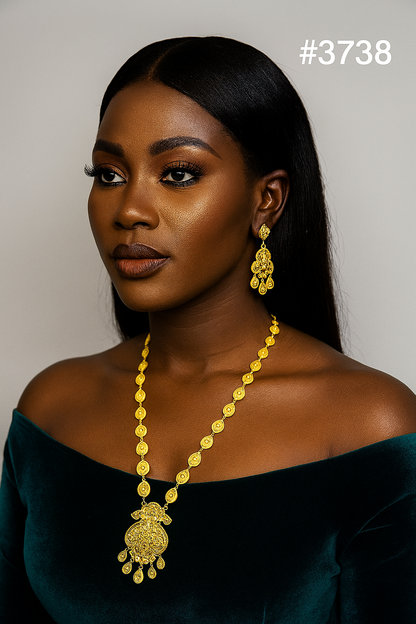 Exclusive Gold Plated Long Necklaces Set, PMJ Model No: 3738