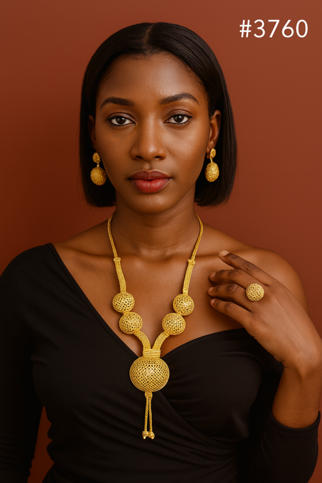 Gold Plated Bridal Short  Necklace Set, PMJ Model No: 3760