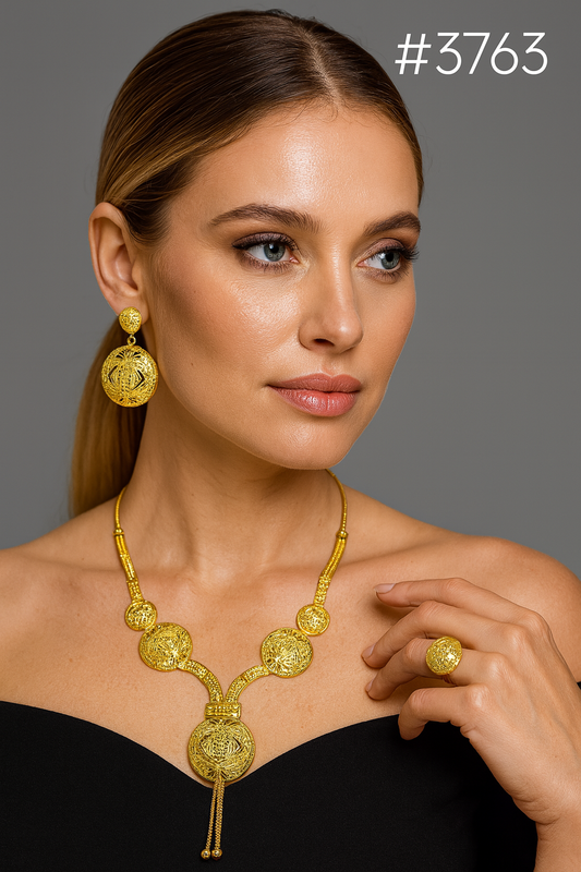 Gold Plated Bridal Short  Necklace Set, PMJ Model No: 3763