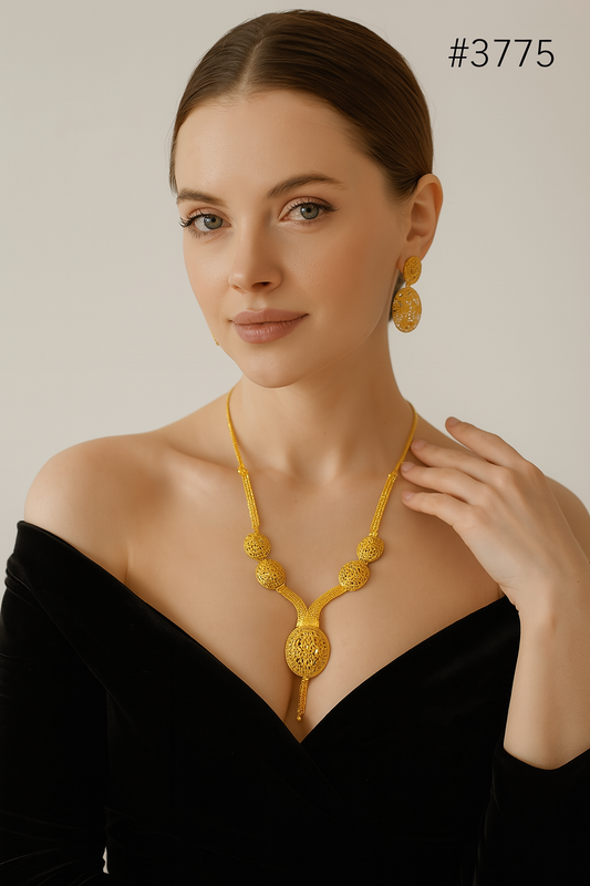 Gold Plated Bridal Short  Necklace Set, PMJ Model No: 3775